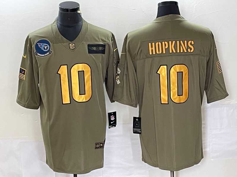 Mens Tennessee Titans #10 DeAndre Hopkins Olive Gold 2019 Salute To Service Stitched Nike Limited Jersey->tennessee titans->NFL Jersey